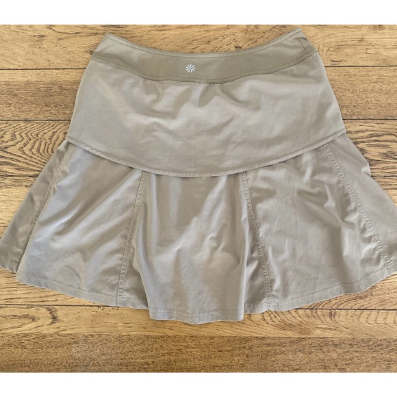Athleta Wherever Skort Sz 4 Women’s Skirt w Shorts Layered Stretchy Tan Khaki - Picture 8 of 9
